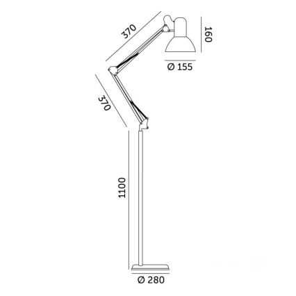 Гъвкава подова лампа AURIQ 1xE27/60W/230V 184 см бяла