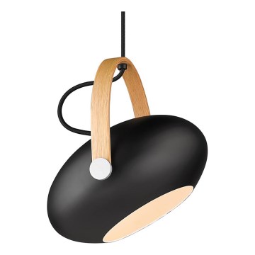 Halo Design 734344 - Пендант на кабел DC 1xE27/40W/230V Ø 26 cm черен/дъб