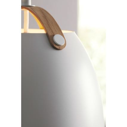 Halo Design 734870 - Висяща лампа на кабел OSLO 1xE27/40W/230V диам. 40 см бял/дъб