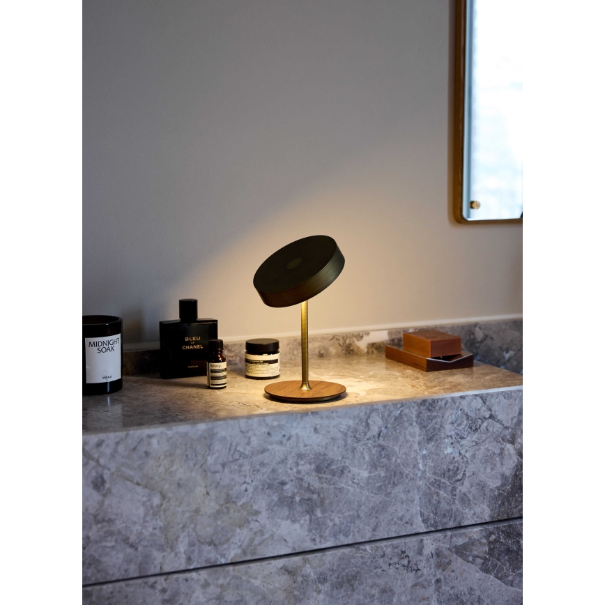 Halo Design 745784 - димируема презареждаема LED настолна лампа ON THE MOVE LED/2,5W/4000 mAh месинг/дърво