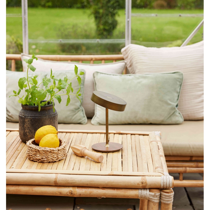 Halo Design 745784 - димируема презареждаема LED настолна лампа ON THE MOVE LED/2,5W/4000 mAh месинг/дърво