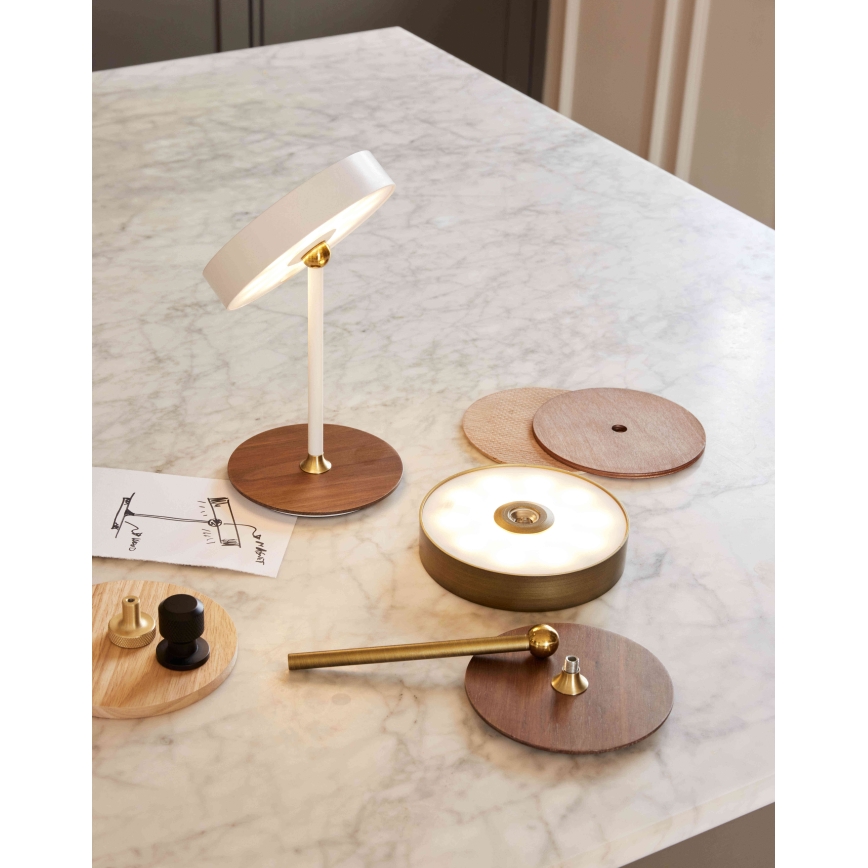 Halo Design 745784 - димируема презареждаема LED настолна лампа ON THE MOVE LED/2,5W/4000 mAh месинг/дърво