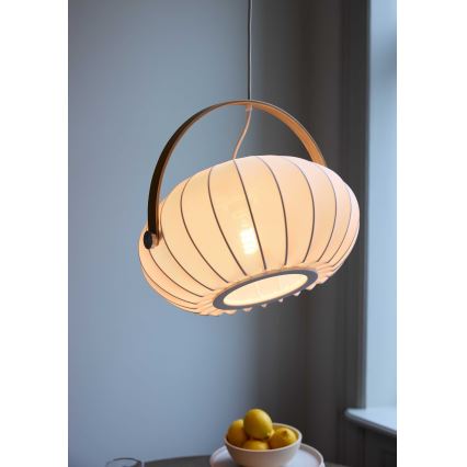 Halo Design 746347 - Висяща лампа на кабел DC 1xE27/40W/230V Ø 40 см бяла/дъб