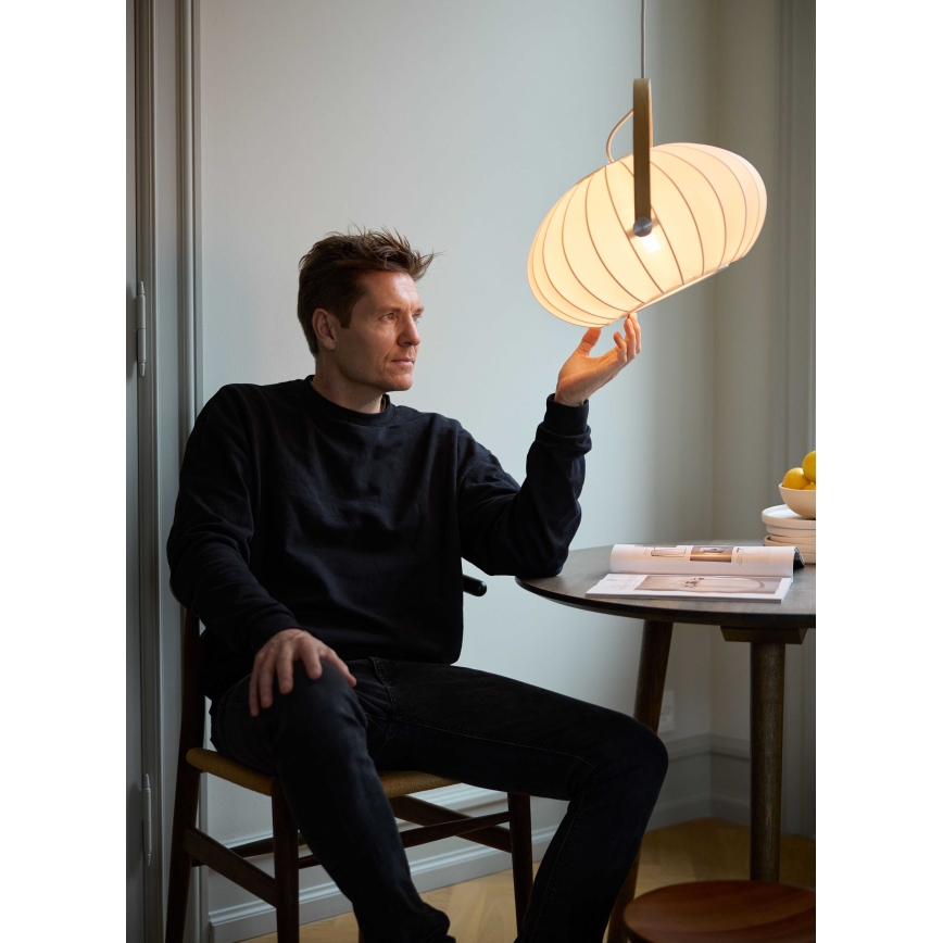 Halo Design 746347 - Висяща лампа на кабел DC 1xE27/40W/230V Ø 40 см бяла/дъб