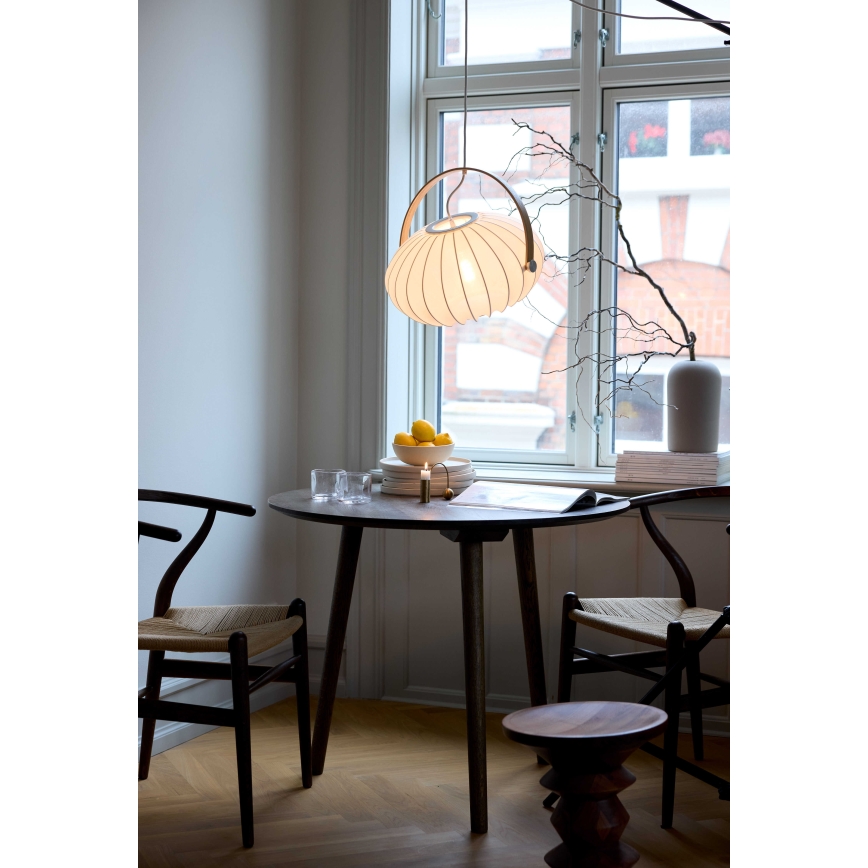 Halo Design 746347 - Висяща лампа на кабел DC 1xE27/40W/230V Ø 40 см бяла/дъб