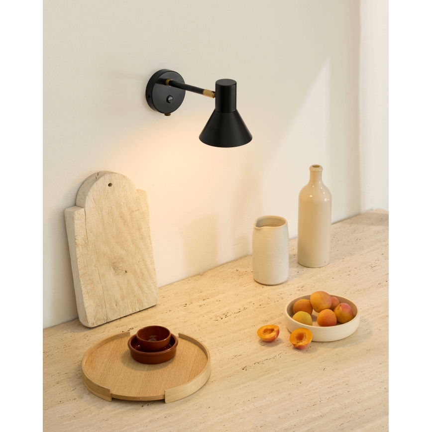 Halo Design 747450 - Настенна лампа STYLE 1xE14/25W/230V черна/месинг