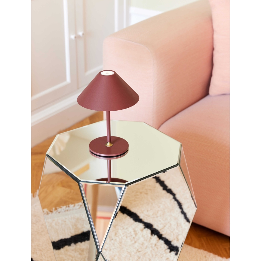 Halo Design 800834 - LED димируема външна акумулаторна настолна лампа HYGGE LED/3W/4000 mAh IP54 бордо