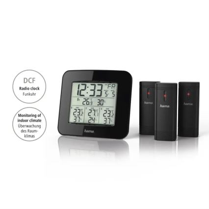 Hama - Метеорологична станция с LCD дисплей и будилник 3xAAA + 3бр. сензора 2xAA