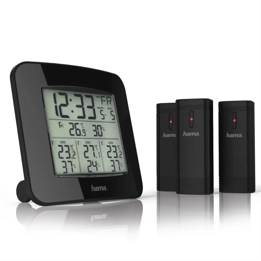 Hama - Метеорологична станция с LCD дисплей и будилник 3xAAA + 3бр. сензора 2xAA
