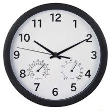 Hama - Стенен часовник с термометър и влагомер 1xAA черен/бял