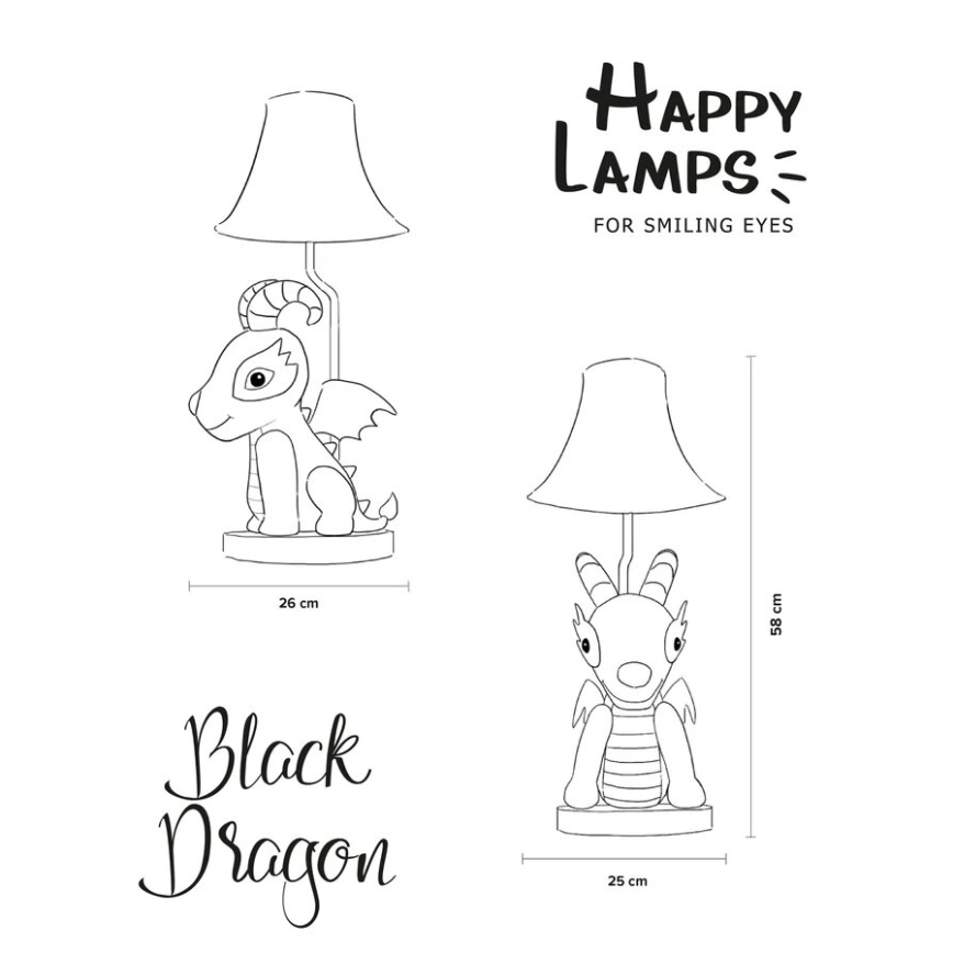 Happy Lamps - LED Детска настолна лампа BLACK DRAGOON LED/5,4W/230V дракон