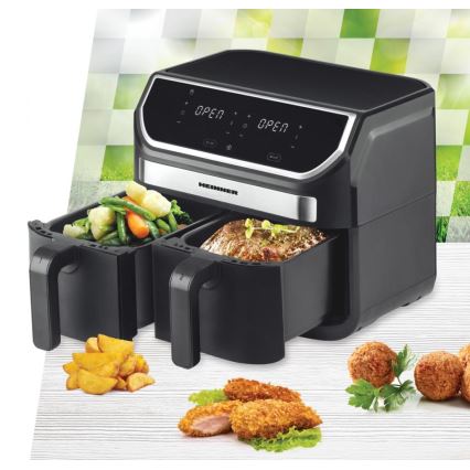 Heinner HAF-KDB1700BK - Двукамерна въздушна фритюрница 8,5 л 1700 W/230 V черна