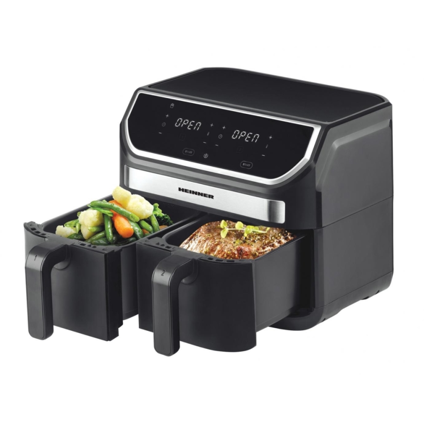 Heinner HAF-KDB1700BK - Двукамерна въздушна фритюрница 8,5 л 1700 W/230 V черна