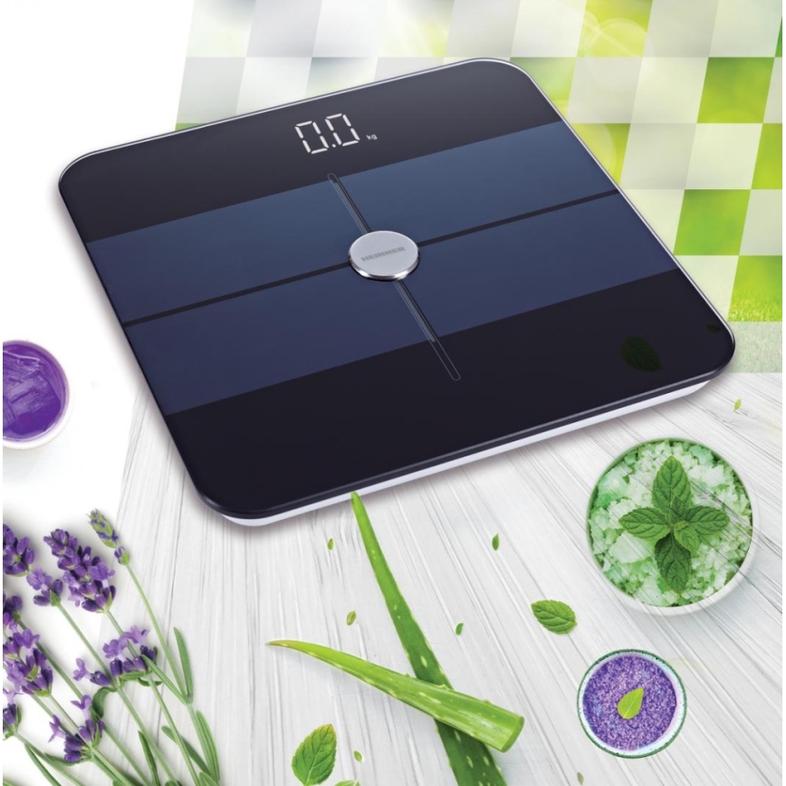 Heinner HBS-BTH180BK - Електронна лична везна 2xAAA черна/синя