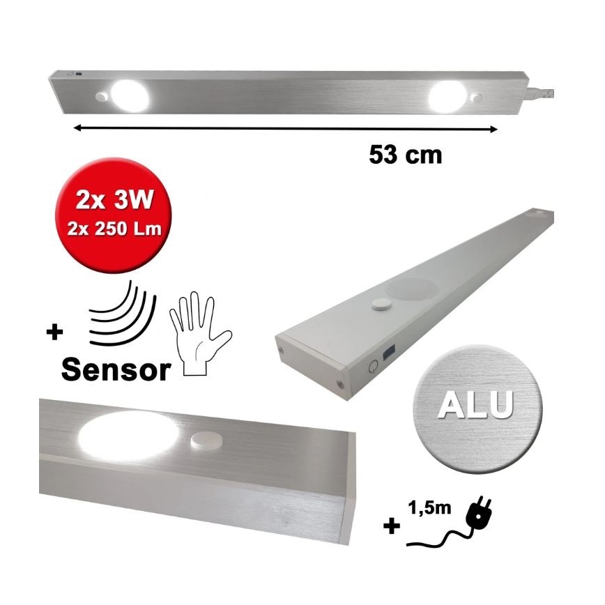 HiLite - LED осветително тяло за подложка с сензор BERN 2xLED/3W/230V 4000K