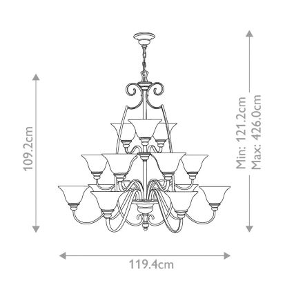 Hinkley - Пендел CELLO 15xE27/60W/230V