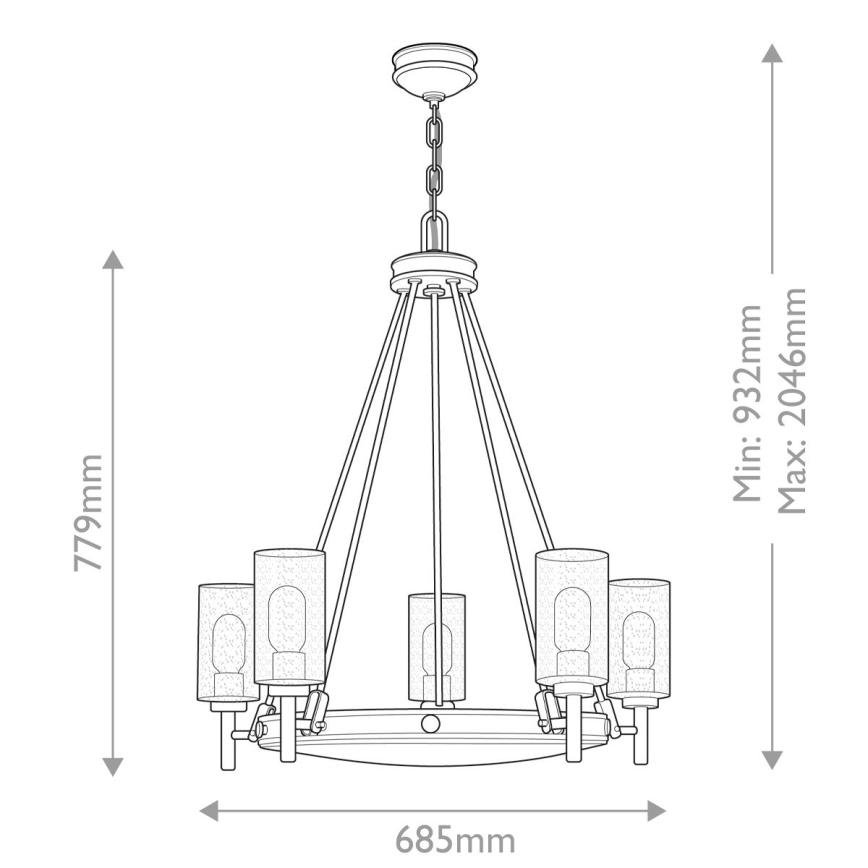 Hinkley - Полилей на верига COLLIER 5xE27/40W/230V Ø 68,5 cm черен