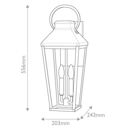 Hinkley - Външна стенна лампа DAWSON L 2xE14/40W/230V IP44 черна