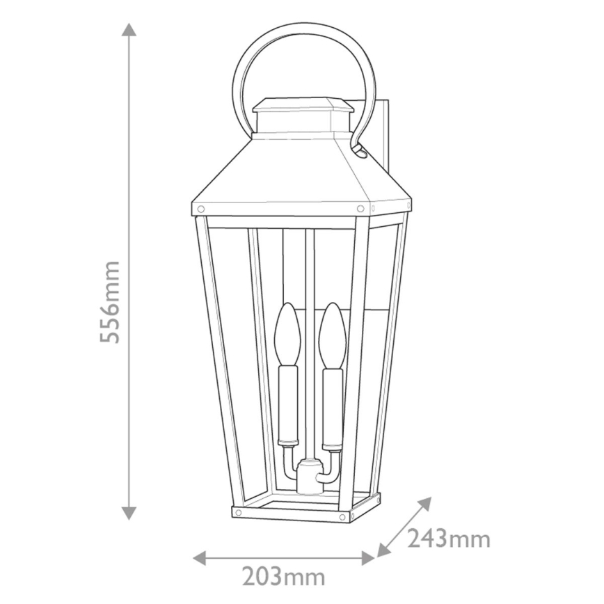 Hinkley - Външна стенна лампа DAWSON L 2xE14/40W/230V IP44 черна