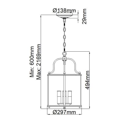 Hinkley - Полилей на верига GENTRY 4xE14/60W/230V матов хром