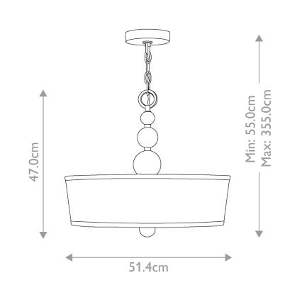Hinkley - Пендел ZELDA 3xE27/60W/230V месинг