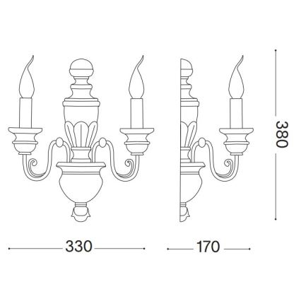 Ideal Lux - Аплик FIRENZE 2xE14/40W/230V бял/златист