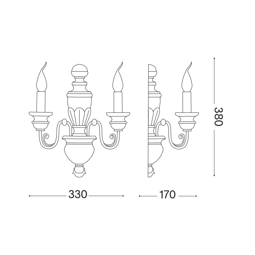 Ideal Lux - Аплик FIRENZE 2xE14/40W/230V бял/златист