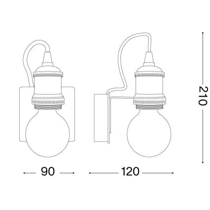 Ideal Lux - Аплик FRIDA 1xE27/60W/230V меден