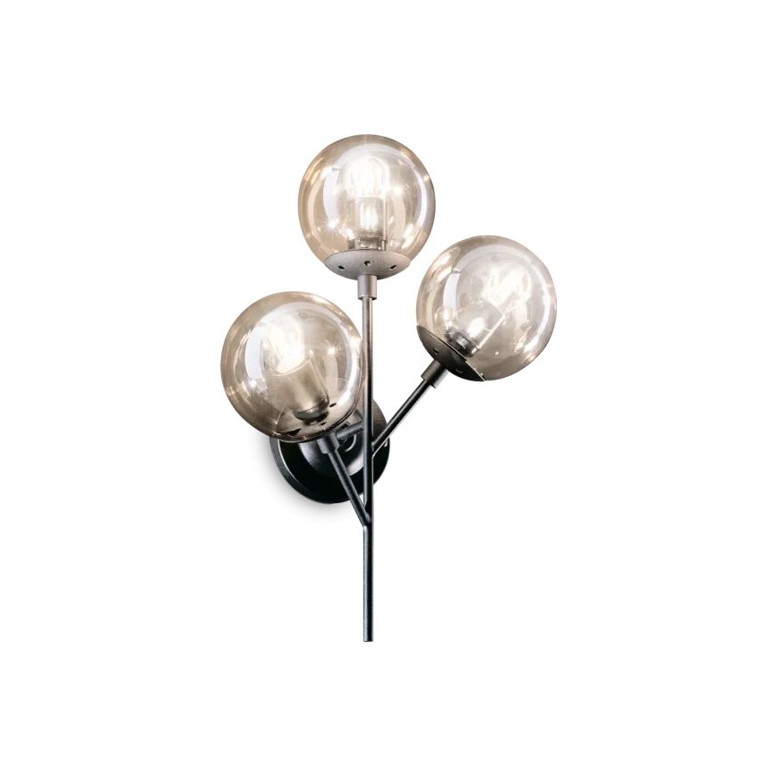Ideal Lux - Аплик KEPLER 3xE27/42W/230V черен/опушен