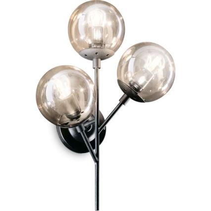 Ideal Lux - Аплик KEPLER 3xE27/42W/230V черен/опушен