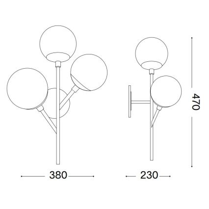 Ideal Lux - Аплик KEPLER 3xE27/42W/230V черен/опушен