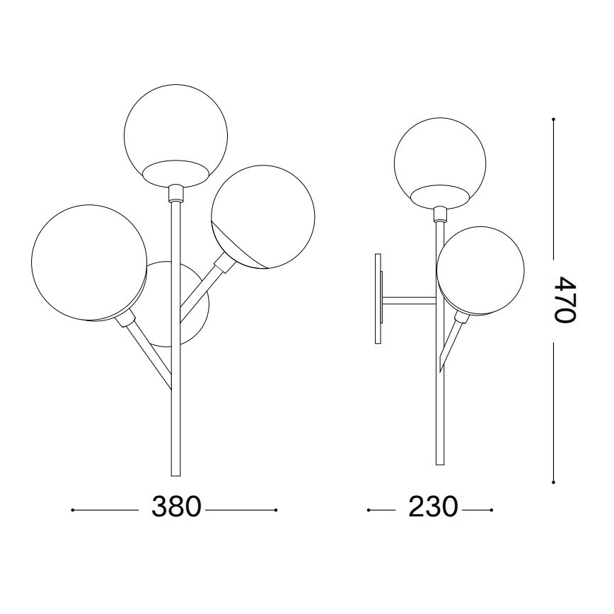 Ideal Lux - Аплик KEPLER 3xE27/42W/230V черен/опушен