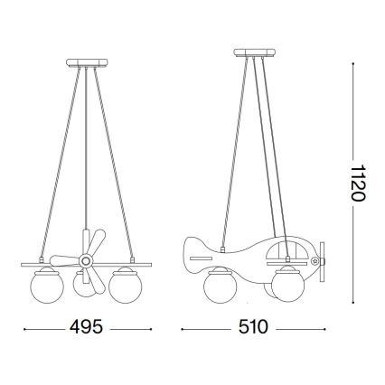 Ideal Lux - Детски пендел AVION 3xE27/28W/230V червен