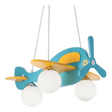 Ideal Lux - Детски пендел AVION 3xE27/28W/230V син