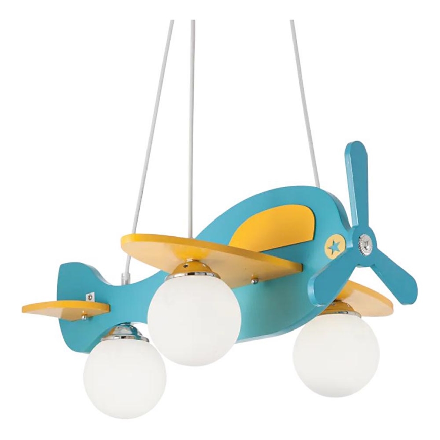 Ideal Lux - Детски пендел AVION 3xE27/28W/230V син