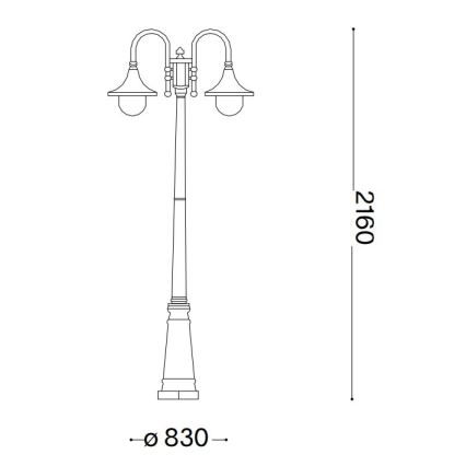 Ideal Lux - Екстериорна лампа CIMA 2xE27/52W/230V 216 см IP43 антрацит