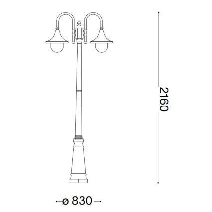 Ideal Lux - Екстериорна лампа CIMA 2xE27/52W/230V 216 см IP43 патина