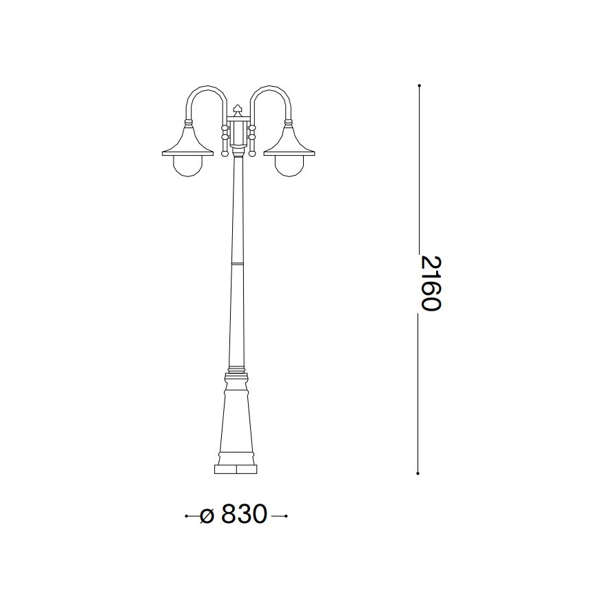 Ideal Lux - Екстериорна лампа CIMA 2xE27/52W/230V 216 см IP43 патина