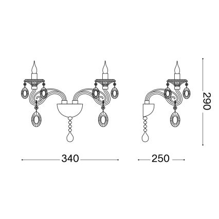 Ideal Lux - Kристален стена лампа NEGRESCO 2xE14/28W/230V златист