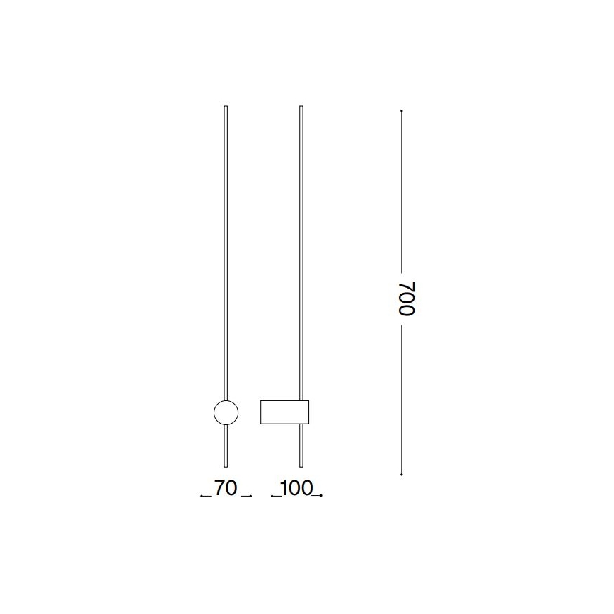 Ideal Lux - LED аплик ESSENCE LED/12W/230V 2700K 70 см CRI 90 черен