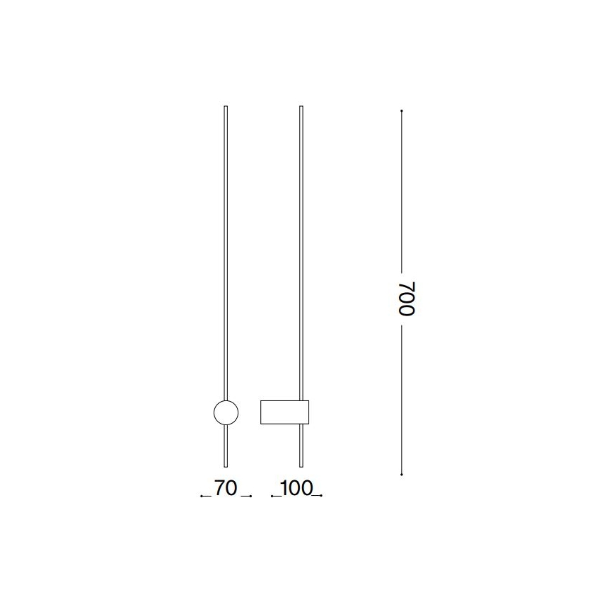 Ideal Lux - LED аплик ESSENCE LED/12W/230V 3000K 70 cm CRI 90 черен
