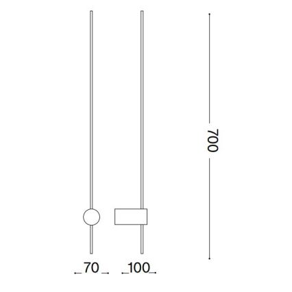 Ideal Lux - LED аплик ESSENCE LED/12W/230V 4000K 70 см CRI 90 черен