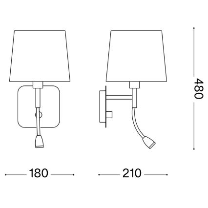 Ideal Lux - LED Гъвкав аплик NORDIK 1xE14/40W + LED/1,5W/230V
