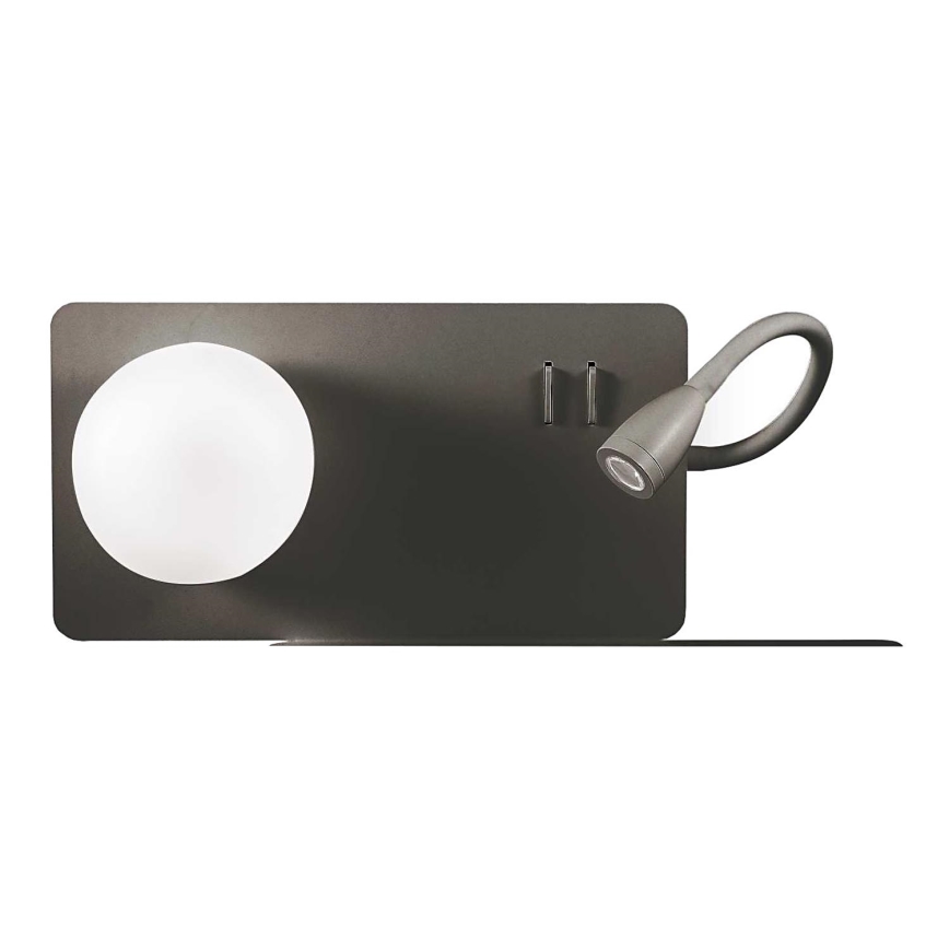 Ideal Lux - LED аплик с гъвкава малка лампа BOOK 1xG9/28W + LED/3W/230V USB черен