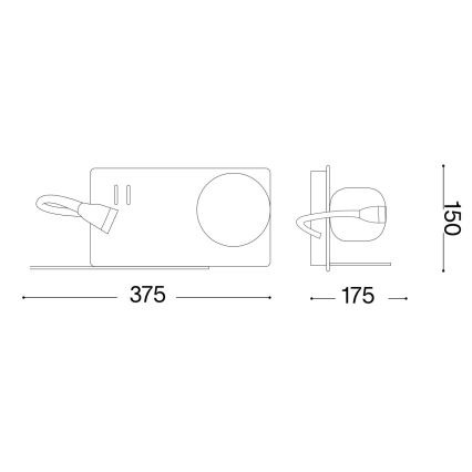 Ideal Lux - LED аплик с гъвкава малка лампа BOOK 1xG9/28W + LED/3W/230V USB черен