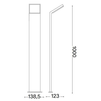 Ideal Lux- LED Екстериорна лампа STYLE LED/8,5W/230V 4000K 100 см CRI 90 IP54 черен