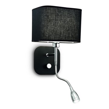 Ideal Lux - LED Гъвкав аплик 1xE14/40W/230V + LED/1W/230V черен