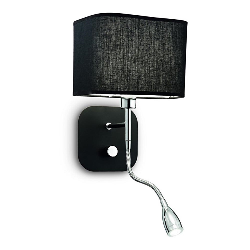Ideal Lux - LED Гъвкав аплик 1xE14/40W/230V + LED/1W/230V черен
