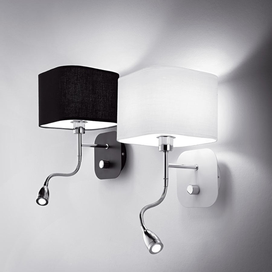 Ideal Lux - LED Гъвкав аплик 1xE14/40W/230V + LED/1W/230V черен