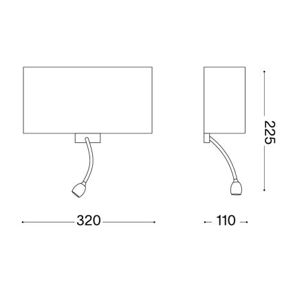 Ideal Lux - LED гъвкав стенен аплик HOTEL 1xE27/60W + LED/1,5W/230V